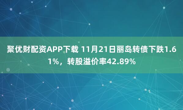 聚优财配资APP下载 11月21日丽岛转债下跌1.61%，转股溢价率42.89%